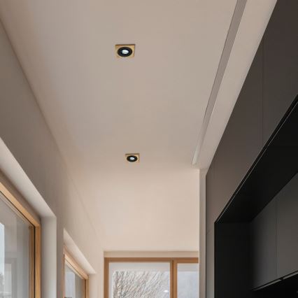 Foco empotrado TOBBY 1xGU10/20W/230V 11,5x11,5 cm roble/negro
