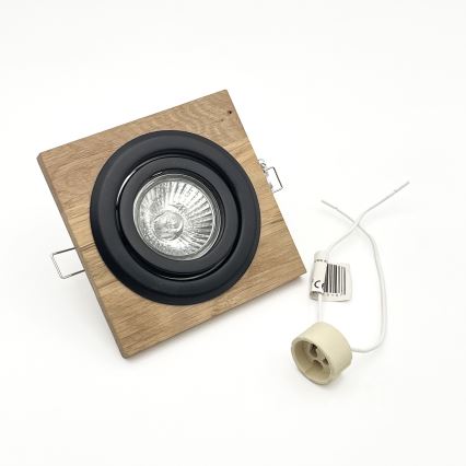 Foco empotrado TOBBY 1xGU10/20W/230V 11,5x11,5 cm roble/negro