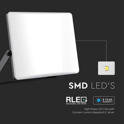 Foco LED LED/50W/230V 3000/4000/6500K IP65 negro
