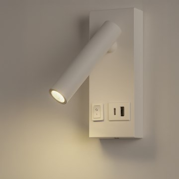 Foco LED de pared con USB LED/2W/230V blanco
