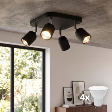 Foco LED de techo TOP 4xGU10/10W/230V negro