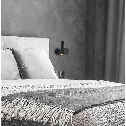 Foco LED regulable de pared PLANET LED/4W/230V negro