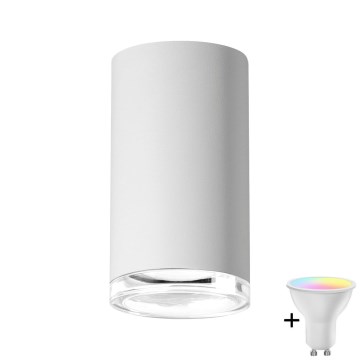 Foco LED RGBW regulable para baño TURYN 1xGU10/4,8W/230V 3000K IP44 blanco + mando a distancia