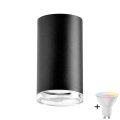 Foco LED RGBW regulable para baño TURYN 1xGU10/4,8W/230V 3000K IP44 negro + mando a distancia