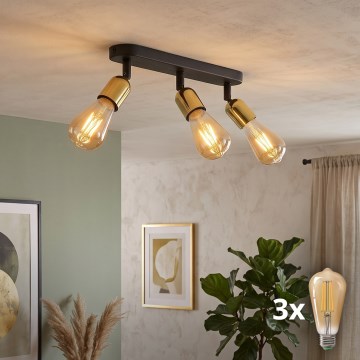 Foco LED TOP 3xE27/15W/230V negro/dorado