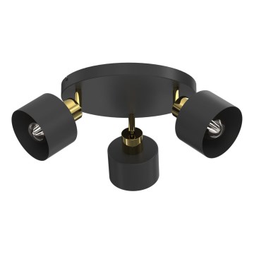 Foco orientable PARKLA 3xE27/15W/230V, negro/dorado