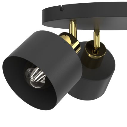 Foco orientable PARKLA 3xE27/15W/230V, negro/dorado