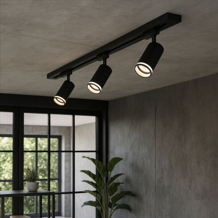 Foco para riel PIPE 3xGU10/10W/230V negro