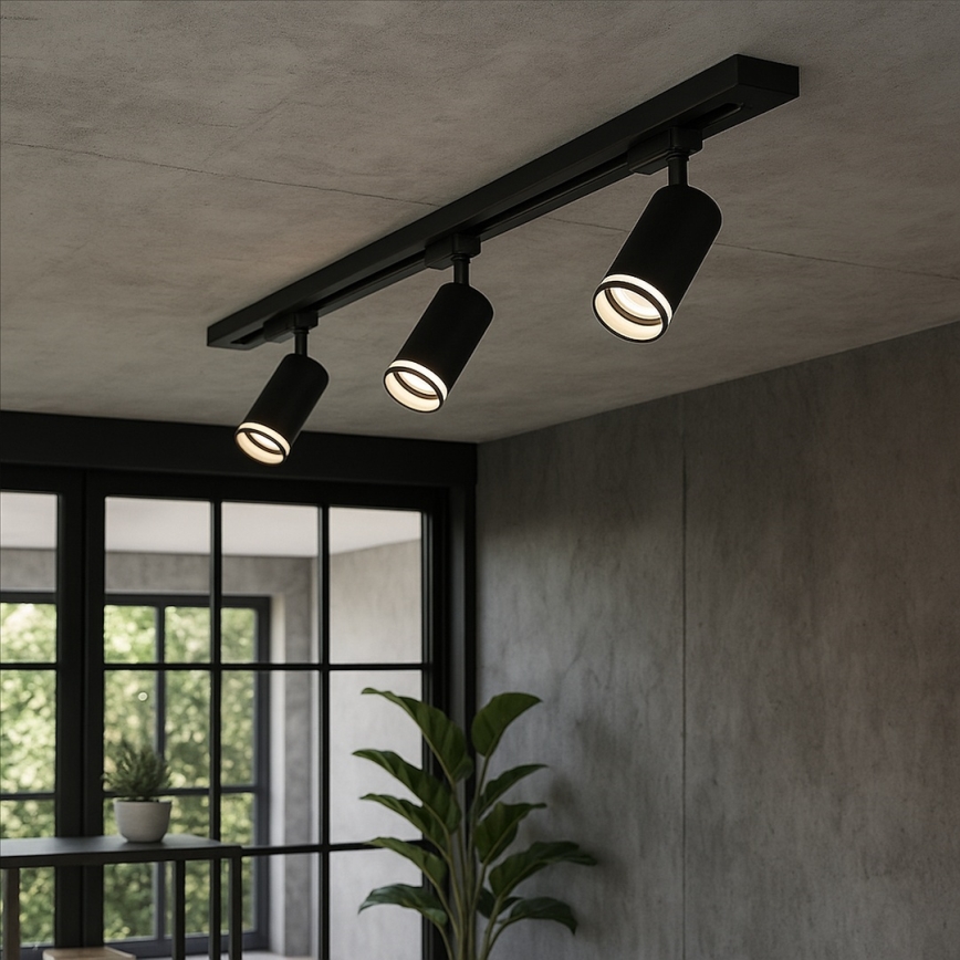 Foco para riel PIPE 3xGU10/10W/230V negro