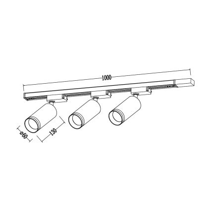 Foco para riel PIPE 3xGU10/10W/230V negro