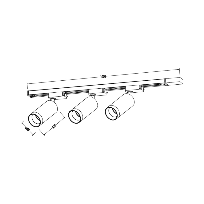 Foco para sistema de riel MICA 3xGU10/10W/230V negro/dorado
