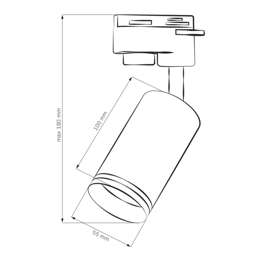 Foco para sistema de rieles PARIS 3xGU10/10W/230V + 1 m sistema de rieles negro