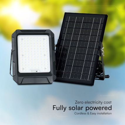 Foco solar LED LED/10W/3,7V IP65 4000K 8000 mAh negro + mando a distancia