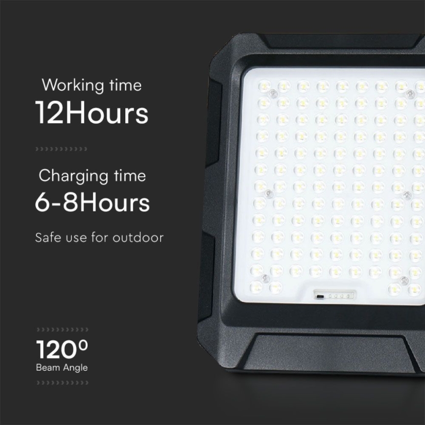 Foco solar LED LED/10W/3,7V IP65 4000K 8000 mAh negro + mando a distancia