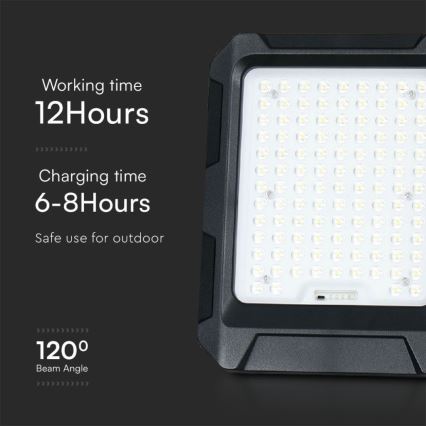 Foco solar LED LED/15W/3,7V IP65 4000K 12000 mAh negro + mando a distancia