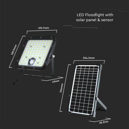Foco solar LED con sensor LED/30W/6,4V 4000K 6000 mAh + mando a distancia
