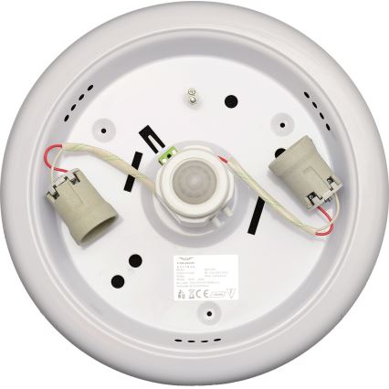 Fulgur s-22941 - Lámpara de techo DARINA con sensor de movimiento y de crepúsculo 2xE27/40W/230V Ø 30 cm blanca