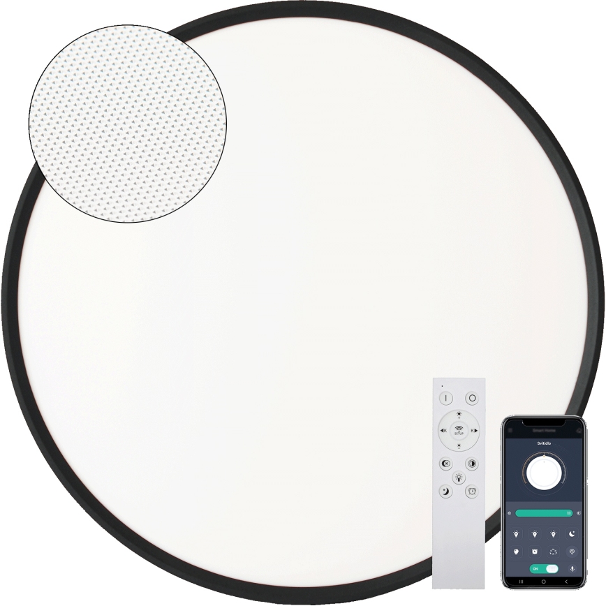 Fulgur s-43057 - Luminaria de techo LED regulable NOMY LED/40W/230V 3000-6500K diámetro 50 cm UGR19 IP40 Wi-Fi negra + mando a distancia