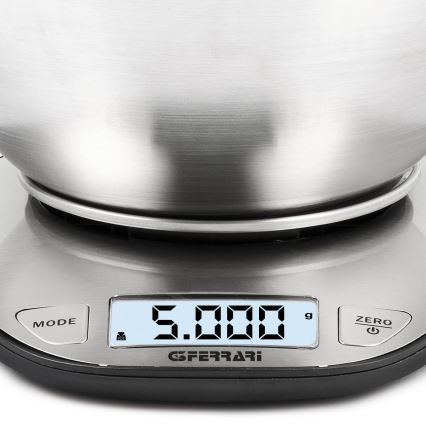 G3Ferrari G2006200 - Balanza de cocina digital con cuenco de acero inoxidable, 2xAAA