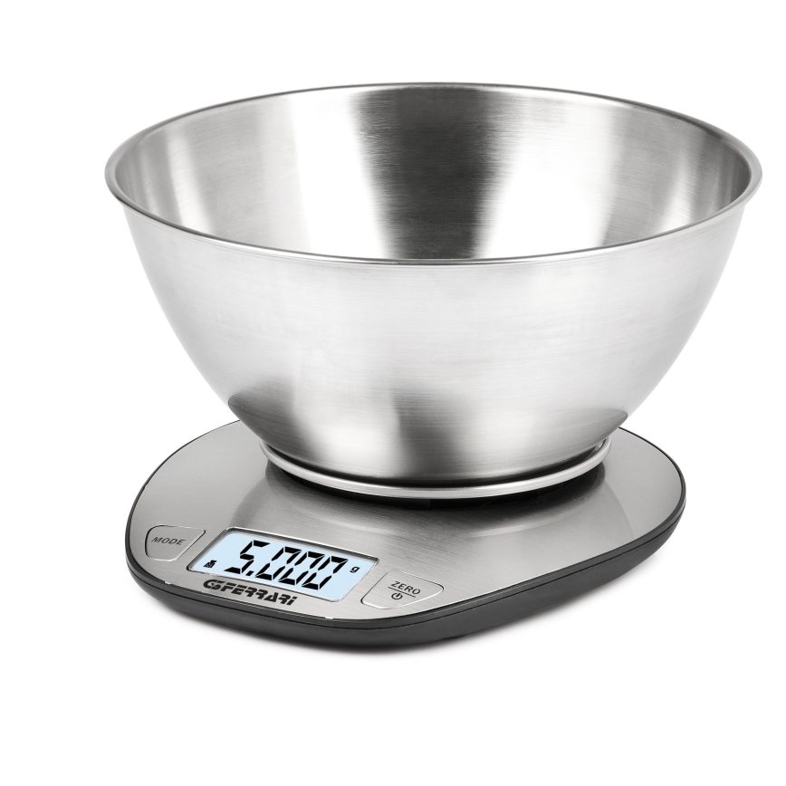 G3Ferrari G2006200 - Balanza de cocina digital con cuenco de acero inoxidable, 2xAAA