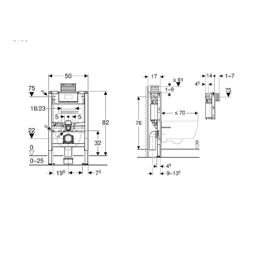 Geberit 111.003.00.2 - Módulo empotrado Duofix 82 cm para inodoro suspendido