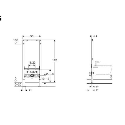 Geberit 111.534.00.2 - Módulo empotrado para bidé Duofix 112 cm