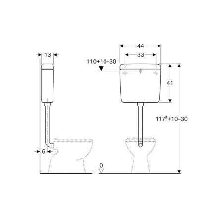 Geberit 127.005.11.1 - Cisterna empotrada AP127 de doble descarga 6/9 l, blanco alpino