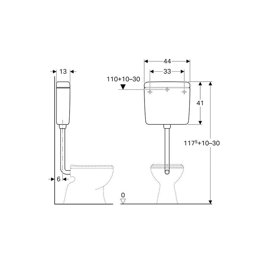 Geberit 127.005.11.1 - Cisterna empotrada AP127 de doble descarga 6/9 l, blanco alpino