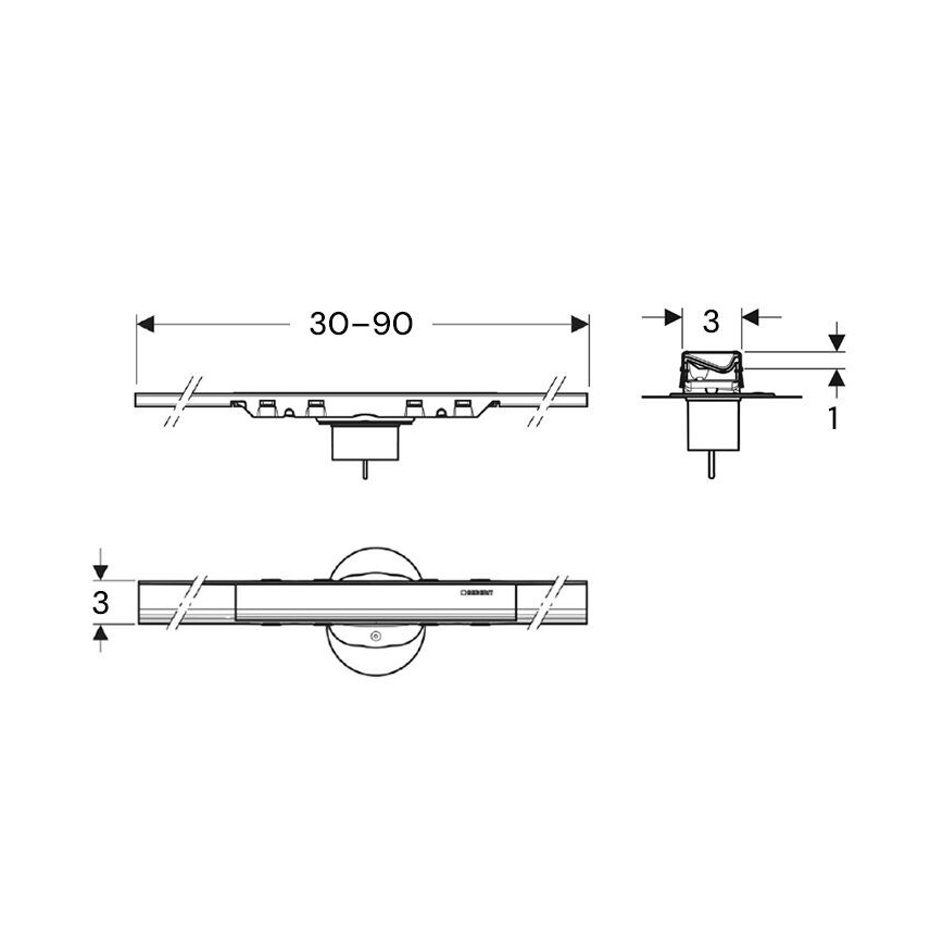 Geberit 154.446.QC.2 - Canaleta de desagüe CleanLine 90x3 cm antracita
