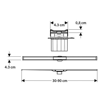 Geberit 154.450.KS.1 - Canaleta de desagüe CleanLine 90x4,3 cm de acero inoxidable