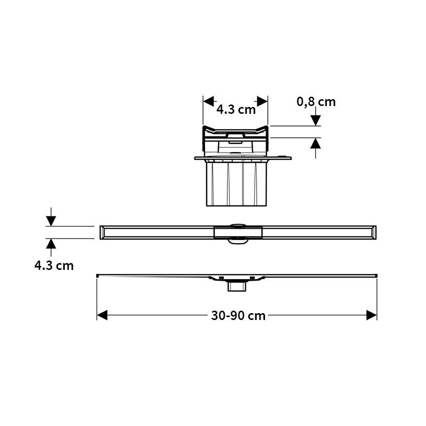 Geberit 154.450.KS.1 - Canaleta de desagüe CleanLine 90x4,3 cm de acero inoxidable
