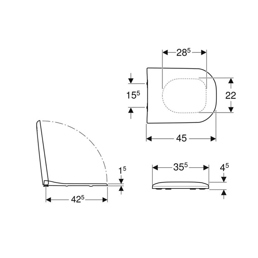 Geberit 500.235.01.1 - Asiento de inodoro Smyle de duroplástico/blanco