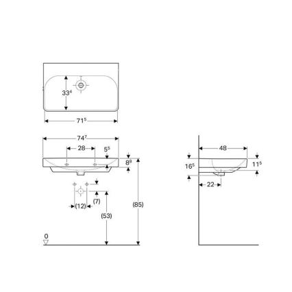 Geberit 500.249.00.2 - Lavabo suspendido Smyle Square 75x48 cm cerámica/blanco