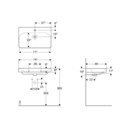 Geberit 500.249.01.1 - Lavabo suspendido Smyle Square 75x48 cm cerámica/blanco