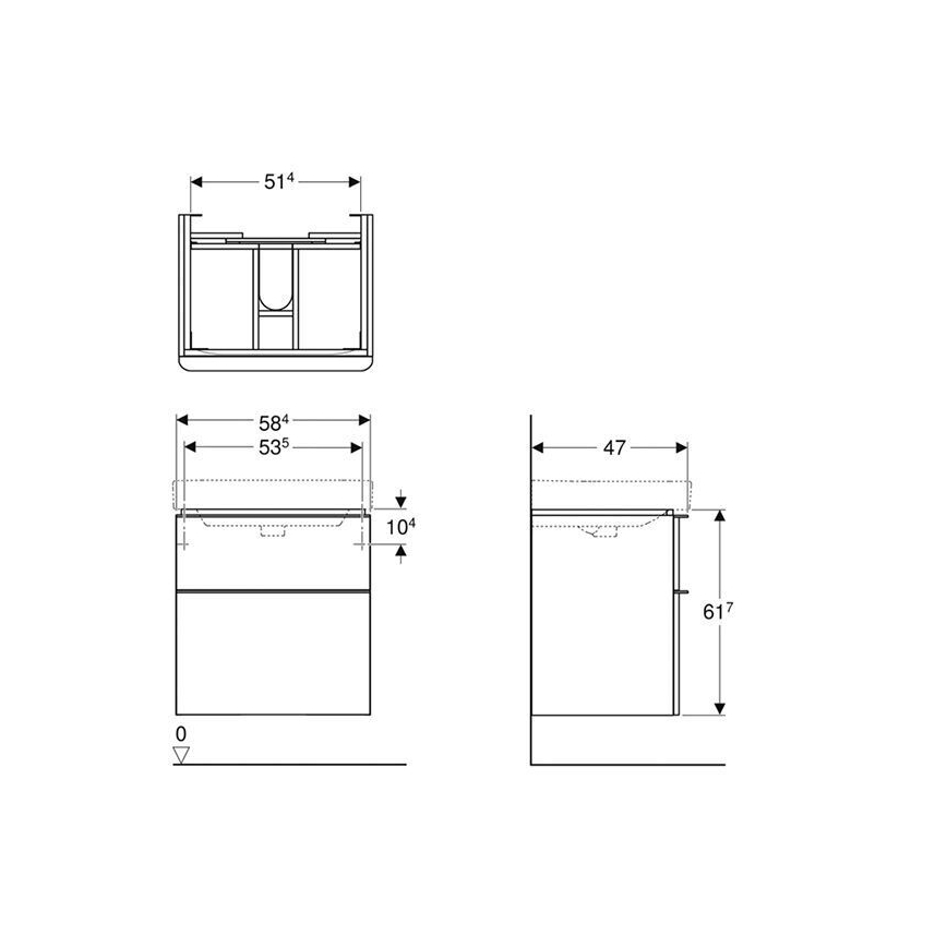 Geberit 500.352.00.1 - Mueble de baño bajo lavabo Smyle Square 61,7x58,4 cm blanco