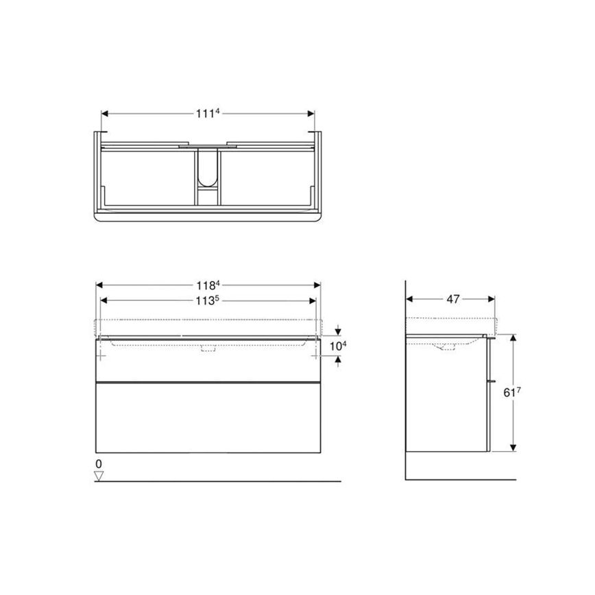 Geberit 500.355.JK.1 - Mueble de baño bajo lavabo Smyle Square 61,7x118,4 cm antracita