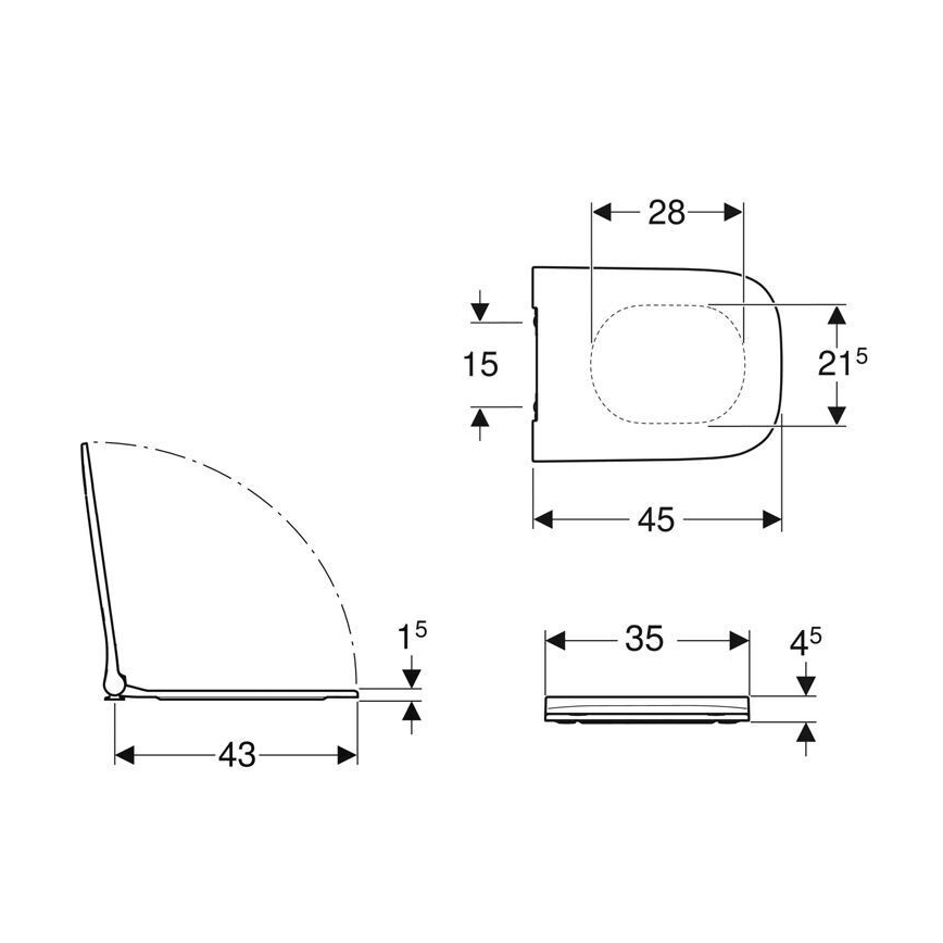 Geberit 500.688.01.1 - Asiento de inodoro SoftClose Smyle Square, duroplástico/blanco