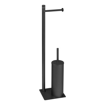 Gedy - Cepillo para inodoro de pie con portarrollos TRILLY, negro mate