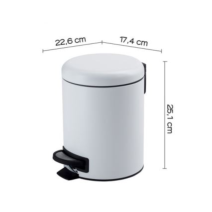 Gedy - Cubo de basura POTTY 3 l con cierre suave, blanco
