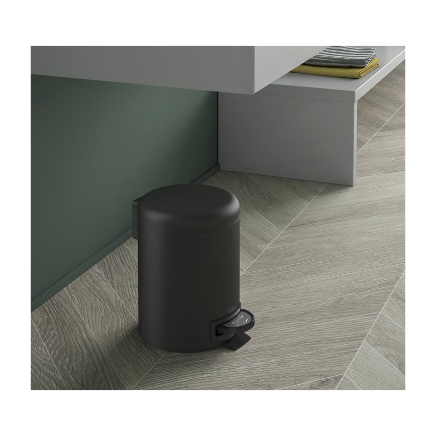 Gedy - Cubo de basura POTTY 5 l, cierre suave, negro mate