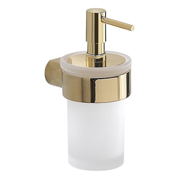 Gedy - Dispensador de jabón mural PIRENEI 110 ml cristal opalino/dorado