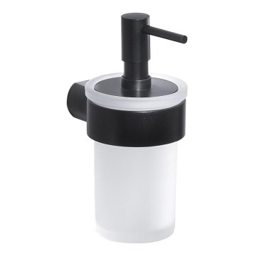 Gedy - Dispensador de jabón mural PIRENEI 110 ml, cristal opalino/negro mate