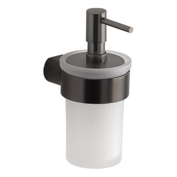 Gedy - Dispensador de jabón mural PIRENEI 110 ml, vidrio esmerilado/gris metálico