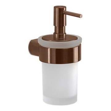 Gedy - Dispensador de jabón mural PIRENEI 140 ml vidrio opalino/bronce