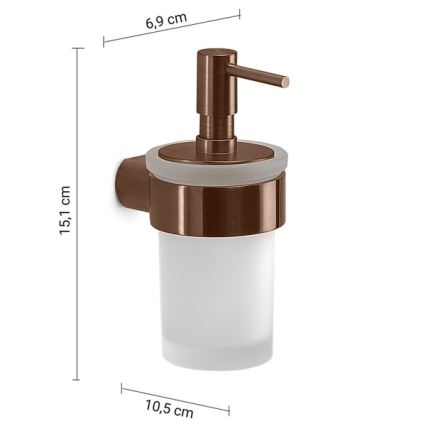 Gedy - Dispensador de jabón mural PIRENEI 140 ml vidrio opalino/bronce