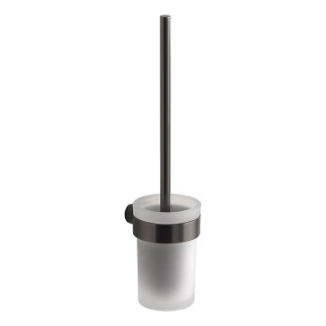 Gedy - Escobilla de pared para inodoro PIRENEI, cristal esmerilado / gris metálico