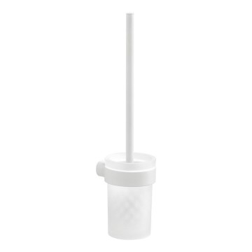 Gedy - Escobilla de pared para inodoro PIRENEI, cristal lechoso/blanco mate