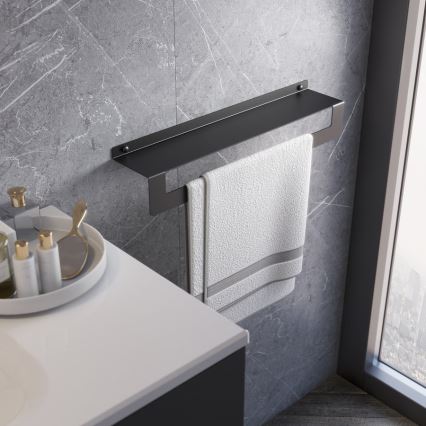Gedy - Estante con toallero CLEO 30 cm negro mate