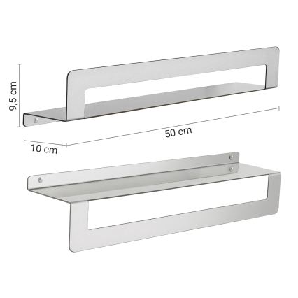 Gedy - Estante con toallero CLEO 50 cm, acero inoxidable mate