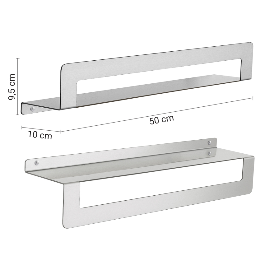 Gedy - Estante con toallero CLEO 50 cm, acero inoxidable mate